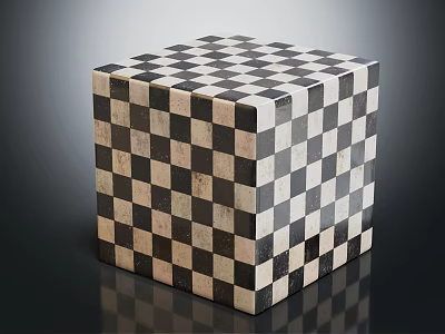 Polished Smooth Floor With Checkerboard Pattern Cube And Shiny Reflection Effect 3d model
