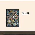 Abstract Painting with Colorful Splatter in Pollock Style on Black Canvas Wall Art