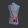 White Mannequin Wearing Brown Belt With Shoulder Strap Pouch And Tool