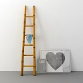 Bamboo Ladder With Blue Towel And Picture Frames Featuring Heart Love Art