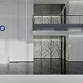 Modern Minimalist Bright Office Reception Lobby With Sleek White Counter And Elegant Wall Art Decoration