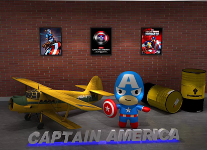 Modern Toy Plane Marvel Superman Captain America 3d model