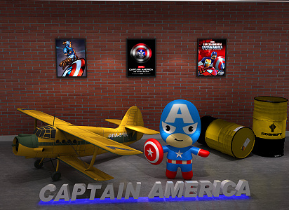 Modern Toy Plane Marvel Superman Captain America 3d model