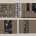 Modern Wooden Bookcase With Multiple Shelves And Storage Compartments Design 3d model