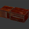 Red Wooden Vintage Shoe Cabinet With Double Sections And Drawers Design