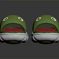 Comfortable Green Frog Design Slippers with White Soles and Red Inner Lining