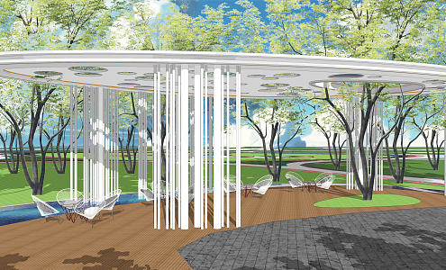 Modern Gallery Frame Special-shaped Landscape Hollow Gallery Frame Leisure Landscape Pavilion 3d model