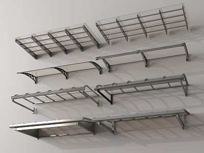 Modern Metal Awnings With Various Designs And Sturdy Brackets For Outdoor Use 3d model