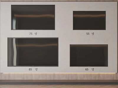 Televisions With Various Screen Sizes 85 75 65 55 Inches On 3d model