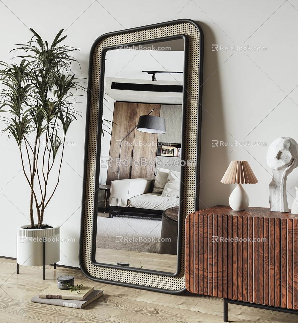 medieval full-length mirror clothing store fitting mirror rattan full-length mirror landing full-length mirror internet-famous full-length mirror model