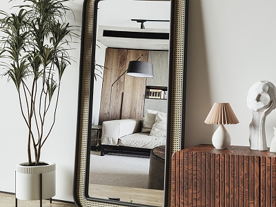 medieval full-length mirror clothing store fitting mirror rattan full-length mirror landing full-length mirror internet-famous full-length mirror model