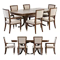Modern Dining Table Set With Wooden Tabletop And Upholstered Chairs 3d model