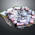 Rustic Stone Fire Pit Design With Wood Ash And Natural Grass Surroundings