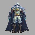 Man In Blue Cloak With Golden Ornaments And Headpiece Wearing Gloves And Boots