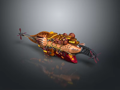 Futuristic Mechanical Device With Colorful Propellers Intricate Components And Metallic Texture 3d model