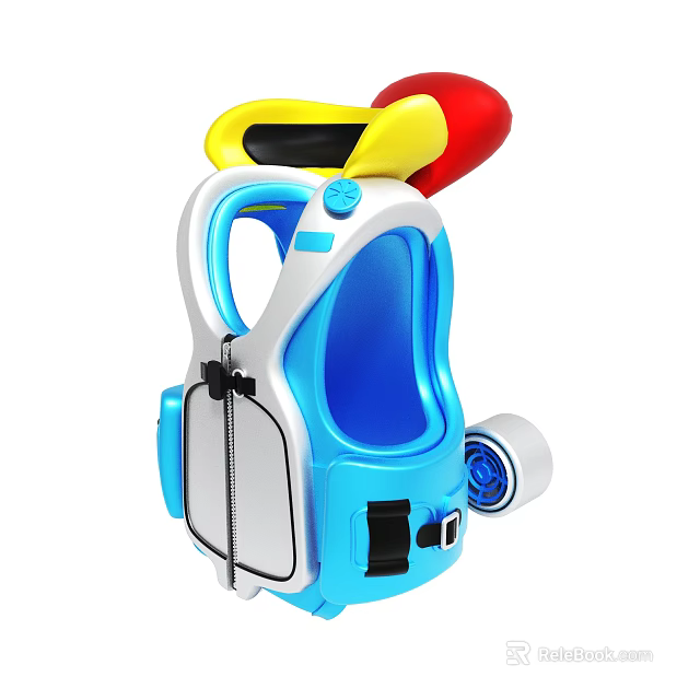 Kids Backpack Water Gun With Blue White Yellow Red Design For Outdoor Play 3d model 