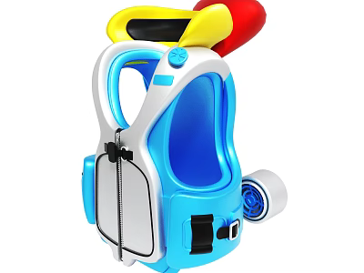 Kids Backpack Water Gun With Blue White Yellow Red Design For Outdoor Play 3d model