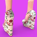 Women's Floral Pattern Wedge Heel Sandals With Cross Straps And Intricate Print Design