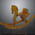 Vintage Wooden Rocking Horse Furniture With Orange Finish And Classic Design