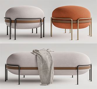 Light Luxury Sofa Stool Sofa Stool Bed End Stool 3d model