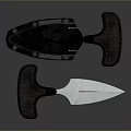Tactical Weapon Dagger With Textured Handle Sharp Stainless Steel Blade And Leather Sheath Design 3d model