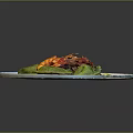 Fresh Green Dumplings with Juicy Shrimp on White Plate and Vegetable Garnish