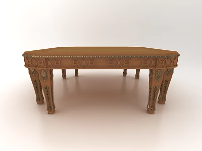 Ornate Wooden Dining Table With Carved Legs And Intricate Decorative Patterns 3d model