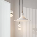 Modern White Pendant Lights With Spherical And Umbrella Shaped Design In Minimalist Interior