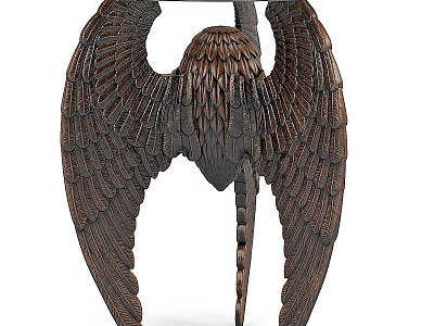 Artistic Unique Side Table With Bronze Wing Design And Intricate Feather Texture 3d model