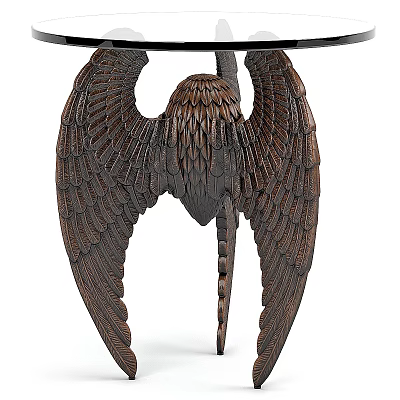 Artistic Unique Side Table With Bronze Wing Design And Intricate Feather Texture 3d model