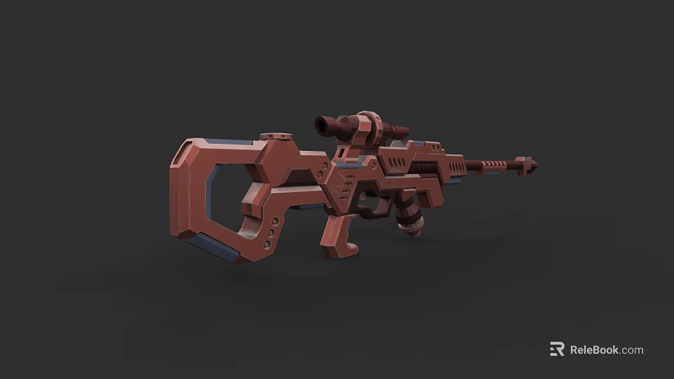 Futuristic Red Sniper Rifle With Scope And Mechanical Design Features 3d model 