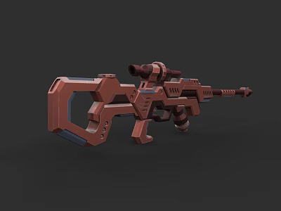 Futuristic Red Sniper Rifle With Scope And Mechanical Design Features 3d model