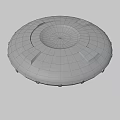 Disc Shaped Metallic UFO With Green Top Lights And Blue Base Lights