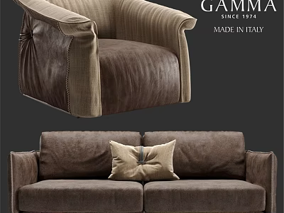 Brown Double Sofa With Pillow GAMMA Made In Italy Since 1974 3d model