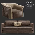 Brown Double Sofa With Pillow GAMMA Made In Italy Since 1974