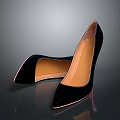 Elegant Black High Heels Featuring Red Heel Smooth Patent Leather Orange Lining