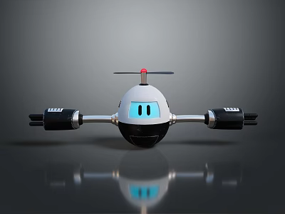 White Biomechanical Robot Character With Blue Eyes Red Top And Black Arms 3d model