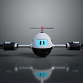 White Biomechanical Robot Character With Blue Eyes Red Top And Black Arms