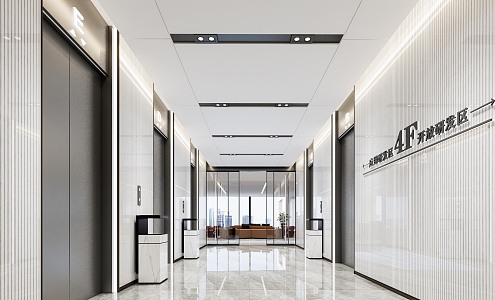 modern elevator hall 3d model