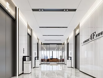 modern elevator hall 3d model