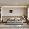 Modern Bedroom Interior Design With Platform Bed Pendant Lights Bedside Tables And Area Rug