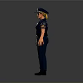 Detailed Police Figurine In Blue Uniform With Cap Handcuffs And Standing Pose