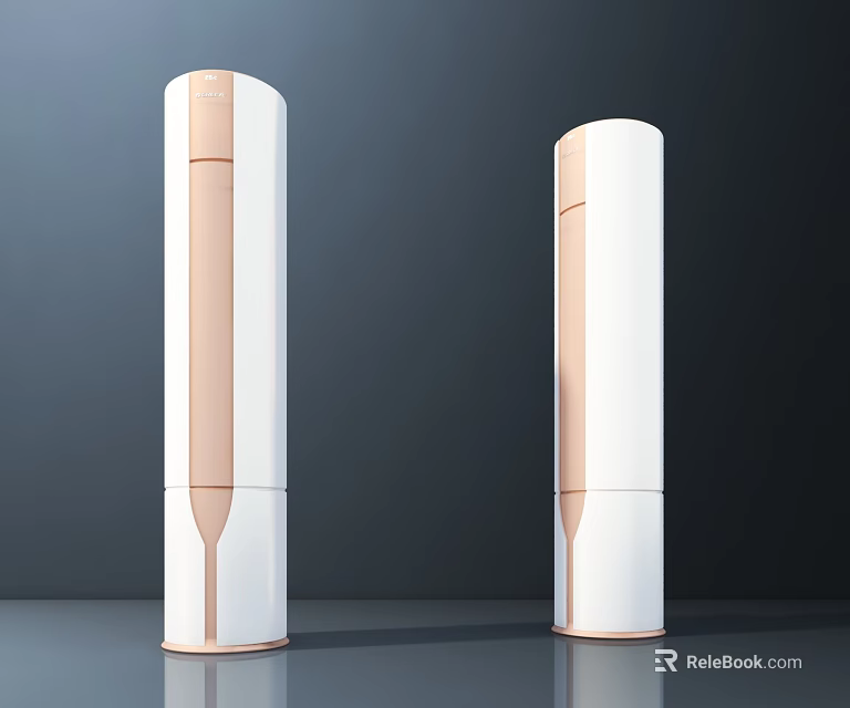 Two Modern Cylindrical Storage Cabinet Racks With White And Rose Gold Finish 3d model 