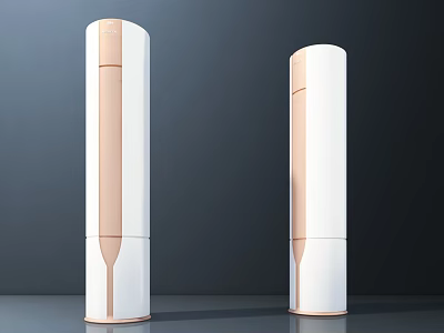 Two Modern Cylindrical Storage Cabinet Racks With White And Rose Gold Finish 3d model
