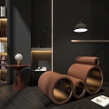 Leather Sofa Living Room Sofa Floor Lamp 3d model