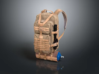 Khaki Tactical Backpack With Multiple Compartments And Adjustable Straps For Daily Outdoor Use 3d model