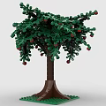 Creative Building Blocks Tree with Green Leaves Red Fruits and Brown Trunk Base