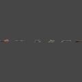 Ornate Weapon Collection Showcasing Various Staffs With Gemstone Inlays And Metal Accents