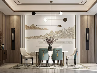 Light Luxury Dining Table and Chair Combination 3d model