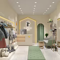 Cute Children's Clothing Store With Yellow Exterior Green Door And Teddy Bear Window